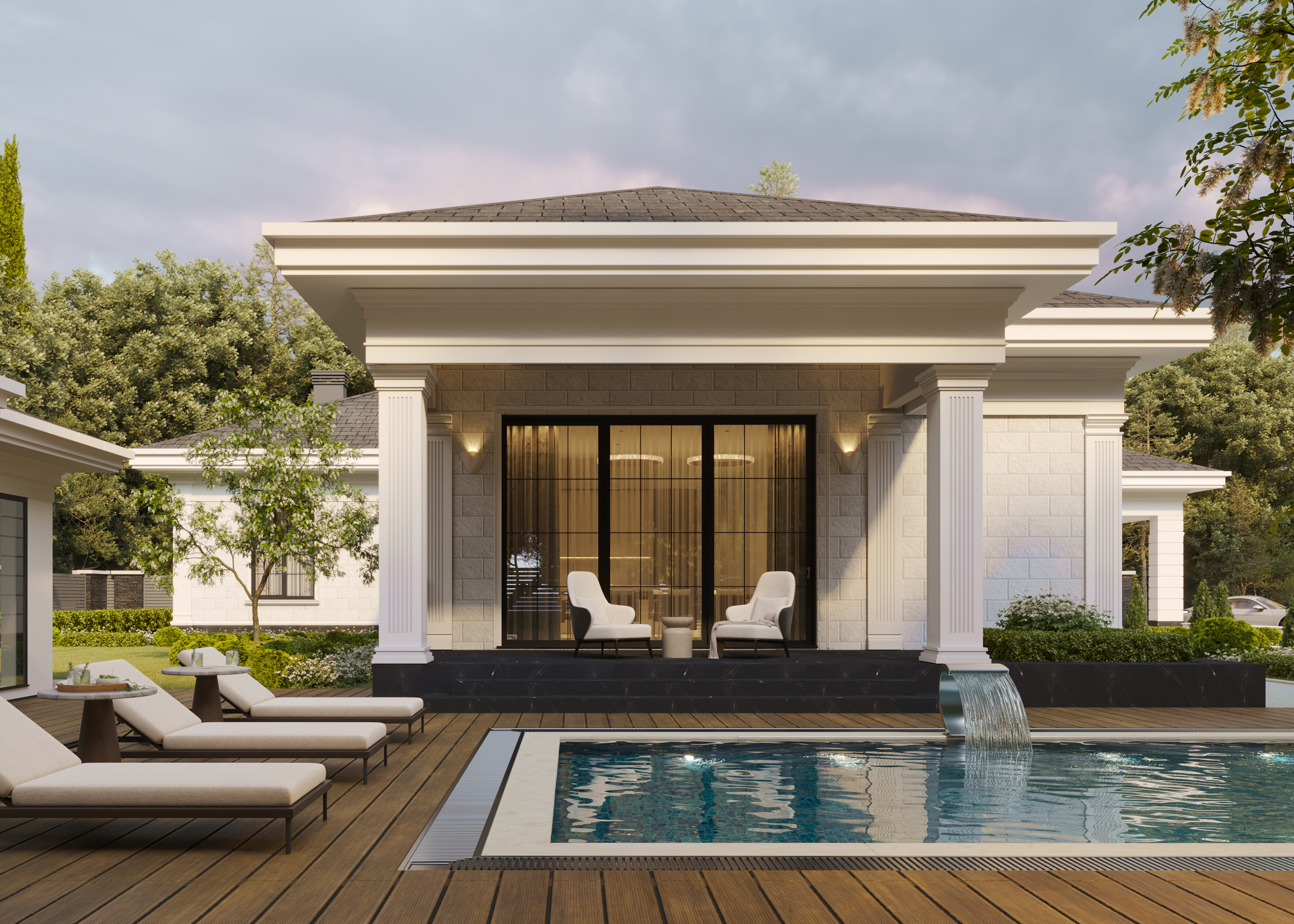 Респектабельный дом в классическом стиле с колоннадой